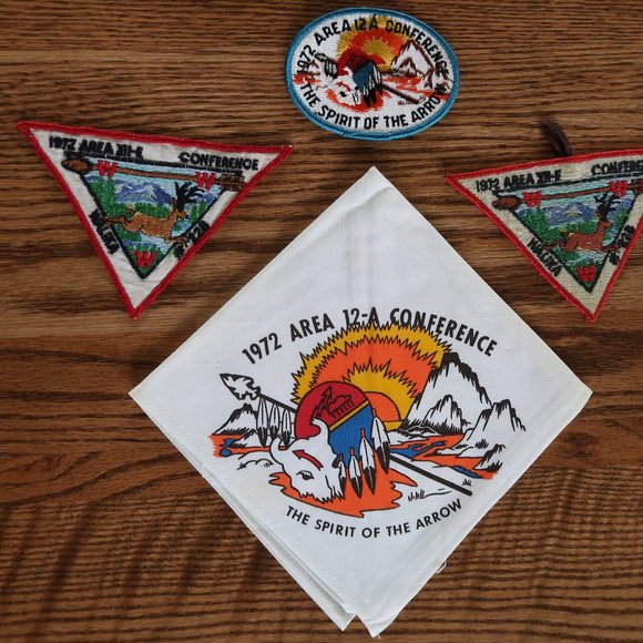 Lot of 1972 Area 12-E (XII-E) Boy Scout Conference Items (Scarf and Patches) - Picture 3 of 12